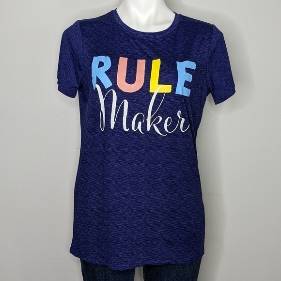 ✨3/$15 NWT Jaclyn Intimates blue Rule Maker tshirt S - Picture 1 of 7